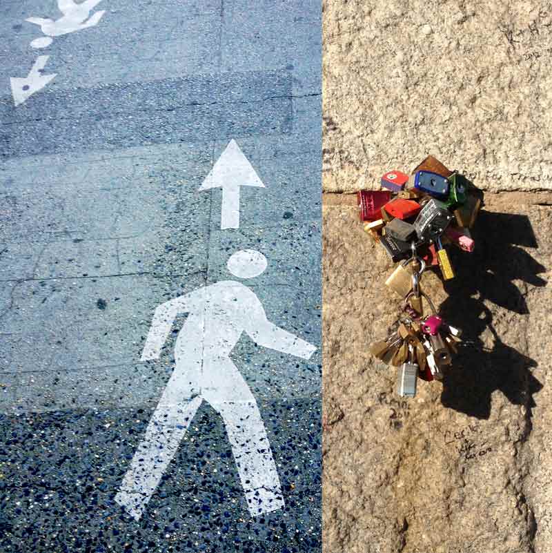 Walking Man With Brooklyn Bridge Bicycle Locks Walking Man With Brooklyn Bridge Bicycle Locks
