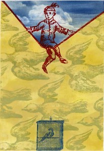 Boy_On_A_Wire_MixedMedia_Paper_Litho