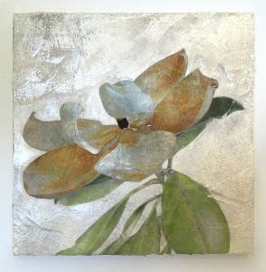 magnolia mixed media on plaster by Iskra Fine Art