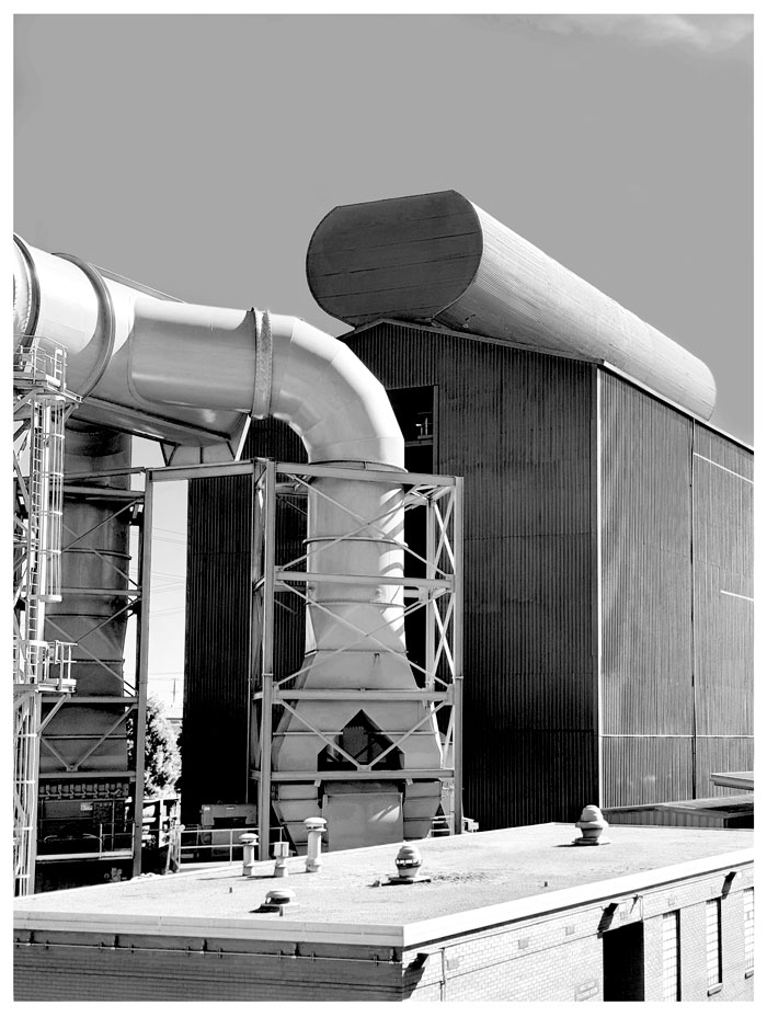 Monumental A black and white architectural photograph of a Steel Pant