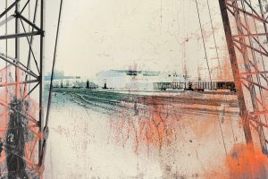 Trainyard, Curtain View, print by Iskra
