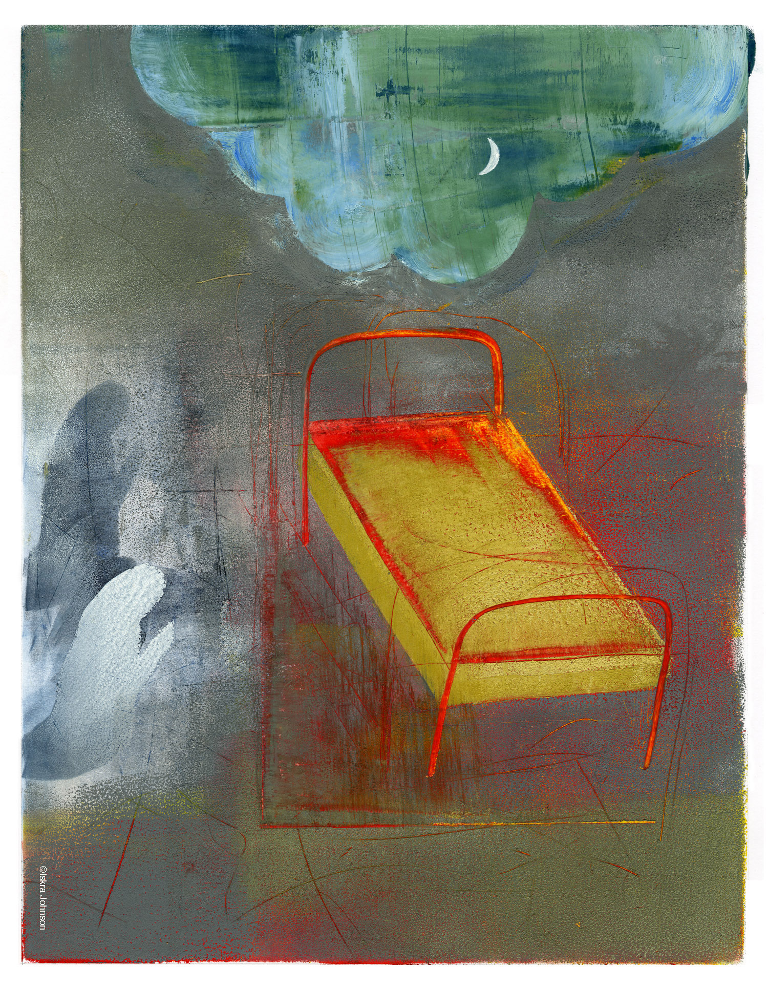 The Red Bed, Painting by Iskra