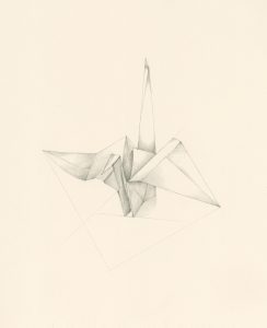 Origami crane pencil drawing by Iskra