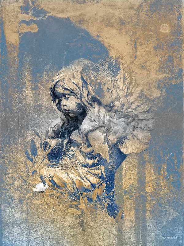 Blue Angel Cherub Print by Iskra