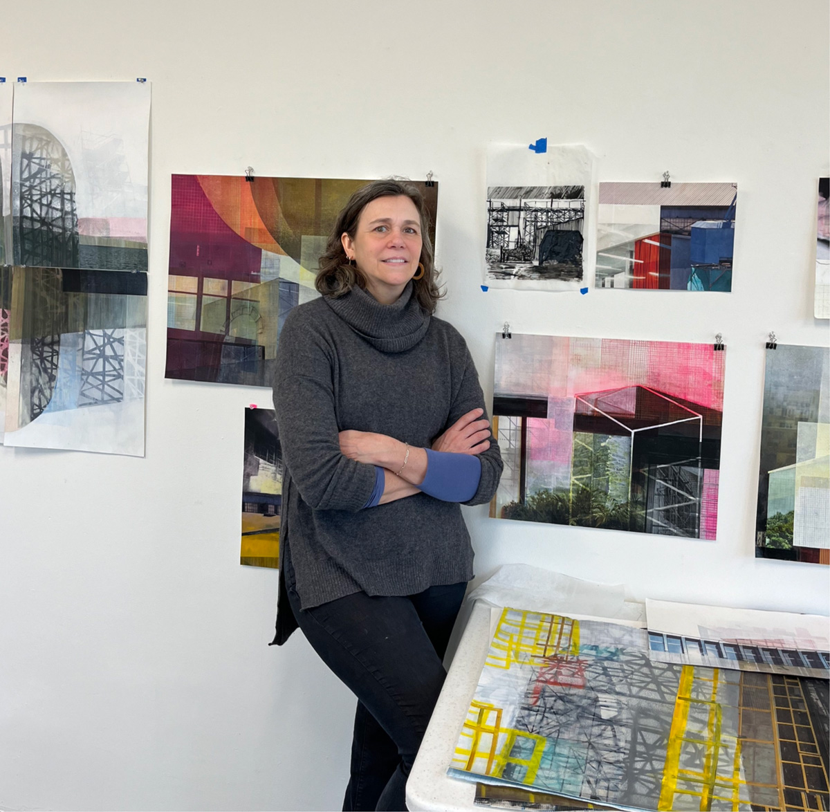 Print maker and mixed media master Amanda Knowles in her studio.