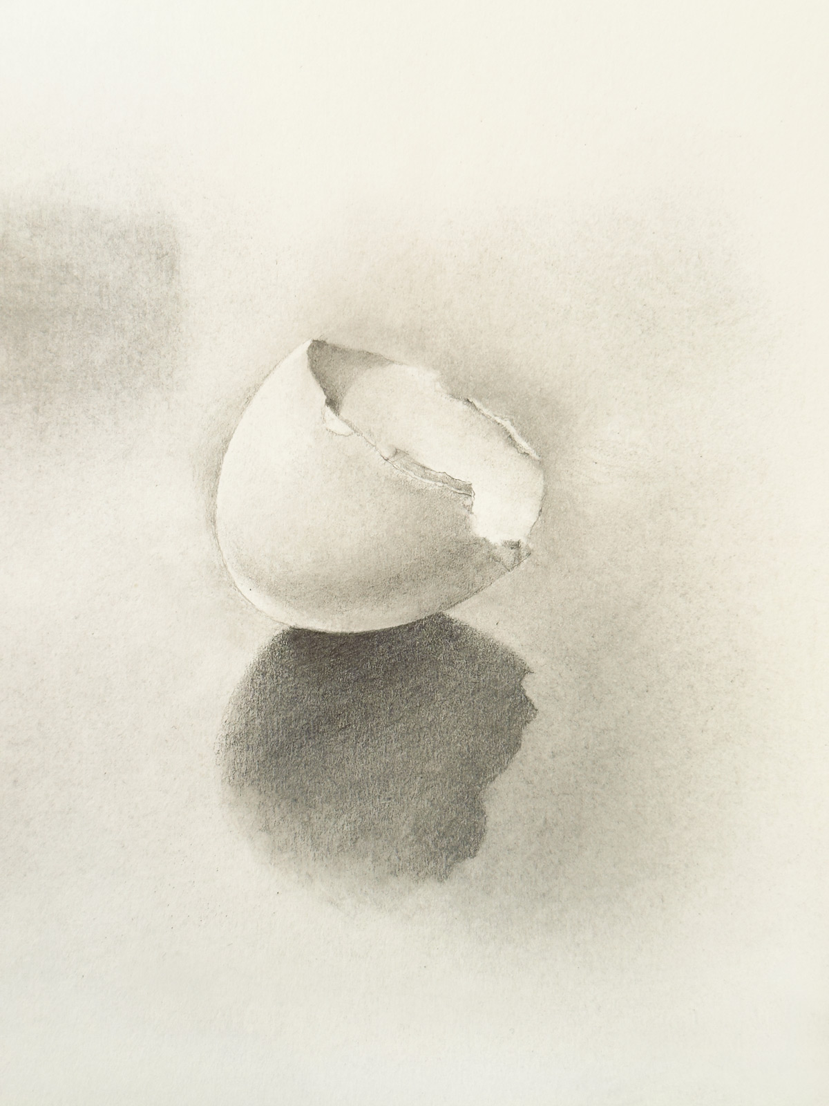 Cracked One egg pencil drawing