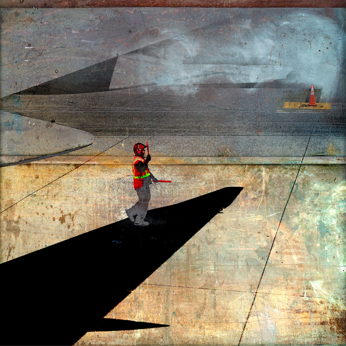 Ramp agent at airport print